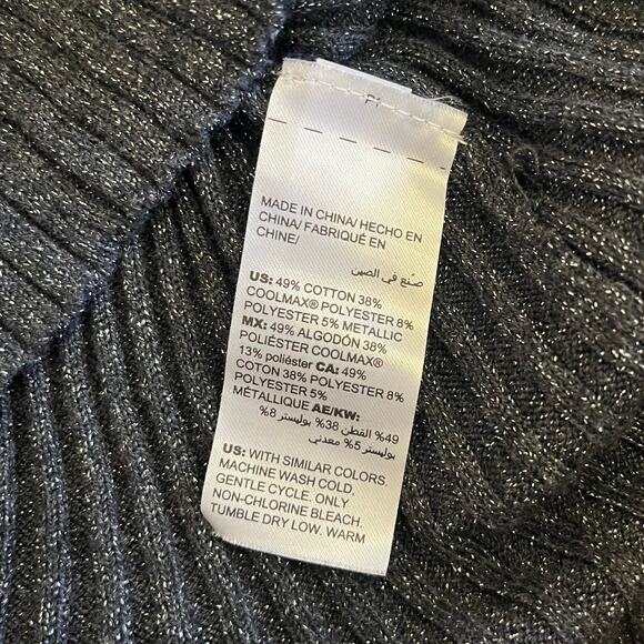 Chicos Metallic Sparkle Turtleneck Sweater Sz 0 Small Gray Silver - Picture 6 of 9